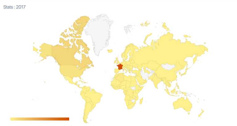 Top 20 des destinations géographiques